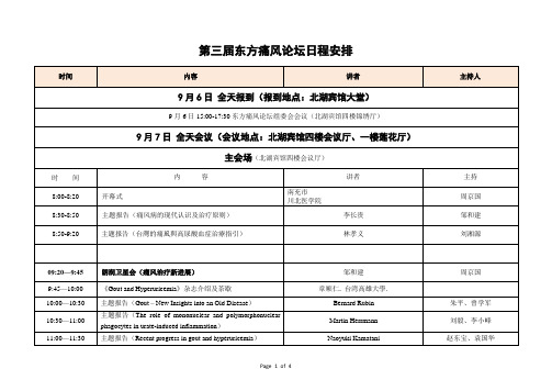 东方痛风论坛日程安排