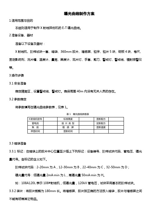 射线机曝光曲线的制作方案