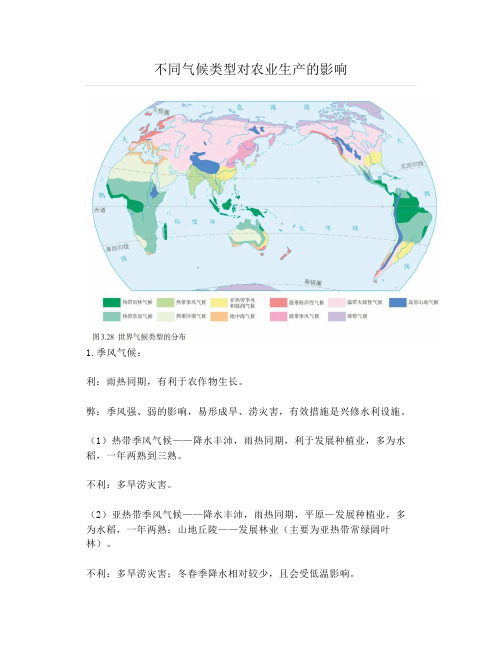 不同气候类型对农业生产的影响