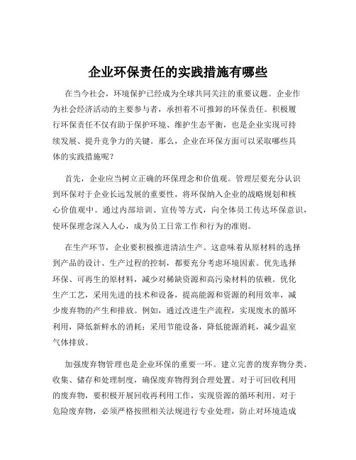 企业环保责任的实践措施有哪些