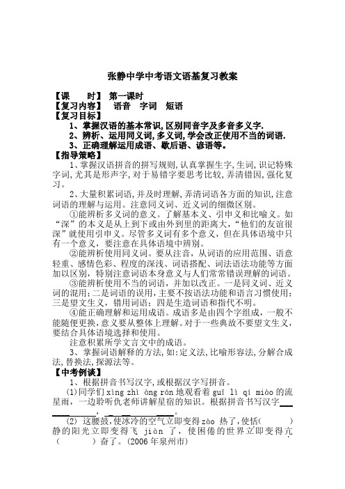 张静中学中考语文语基复习教案