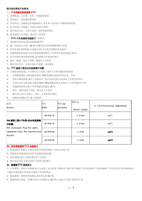 胶片及分类及产品特点