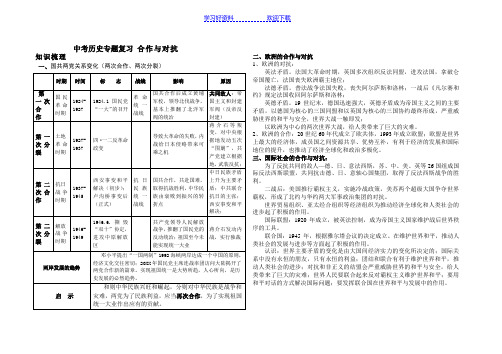 中考历史专题复习合作与对抗