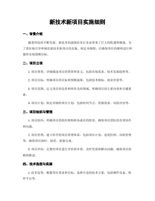 新技术新项目实施细则