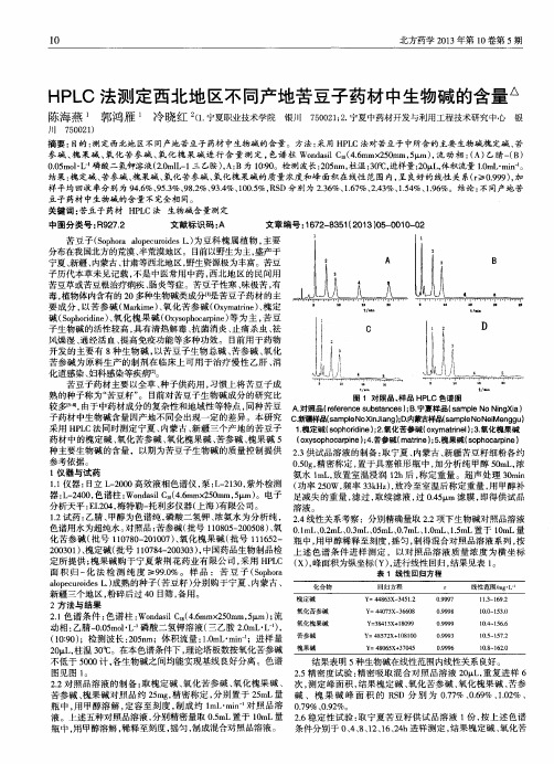 HPLC法测定西北地区不同产地苦豆子药材中生物碱的含量