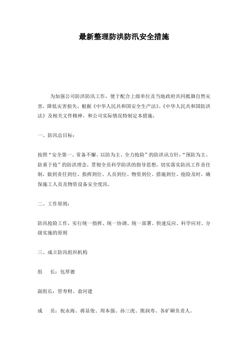 最新整理防洪防汛安全措施.docx