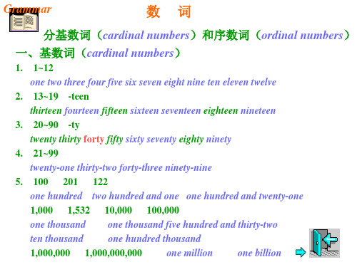 数词分基数词(cardinalnumbers)和序数词(ordina