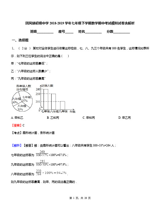 团风镇初级中学2018-2019学年七年级下学期数学期中考试模拟试卷含解析