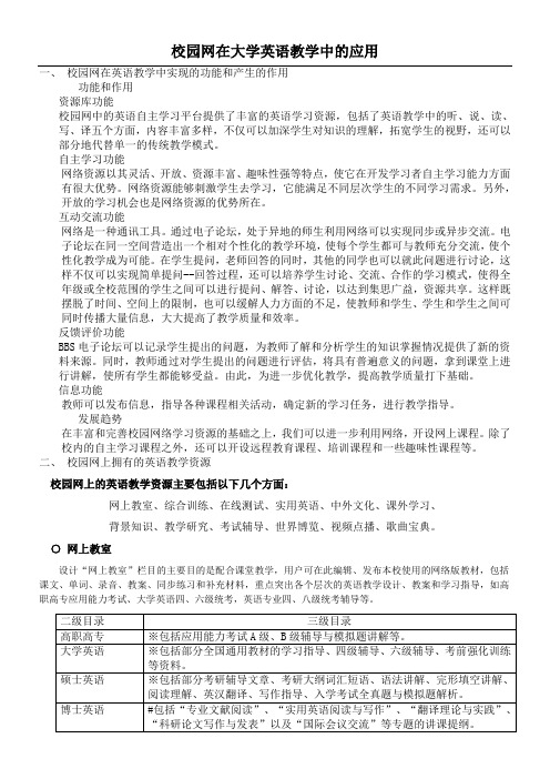 校园网在大学英语教学中的应用