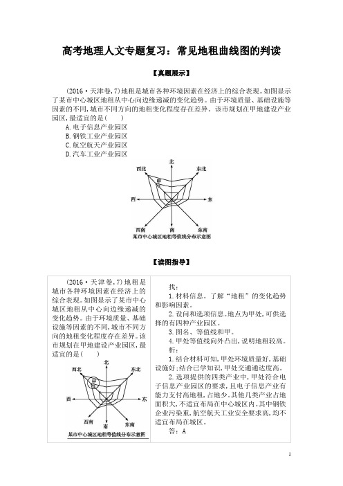 高考地理人文专题复习：常见地租曲线图的判读