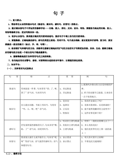 六年级语文句子专项复习