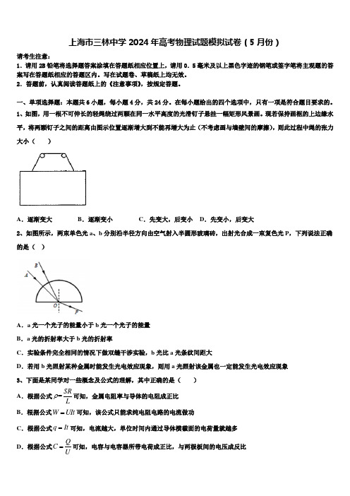 上海市三林中学2024年高考物理试题模拟试卷(5月份)