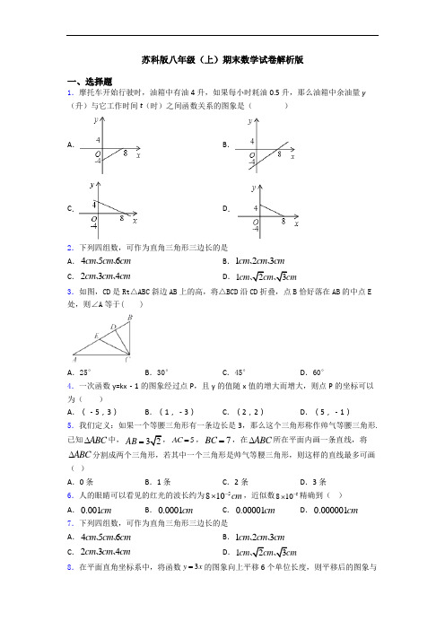 苏科版八年级(上)期末数学试卷解析版