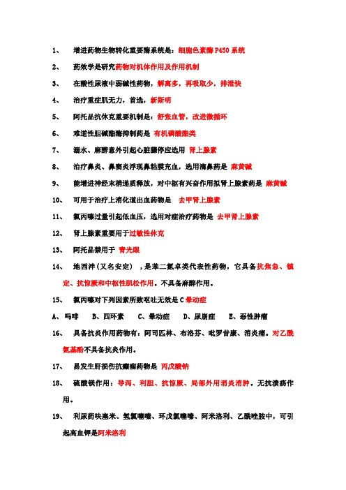 2021年医院药学专业考试知识点总结