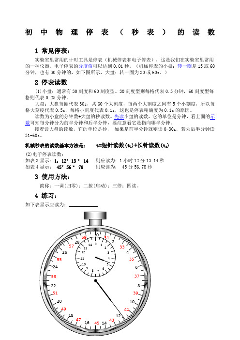 初中物理停表秒表的读数