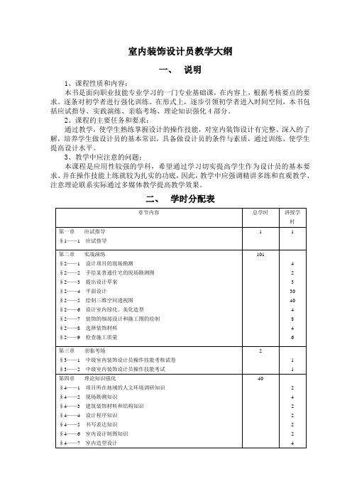 室内装饰设计员教学大纲