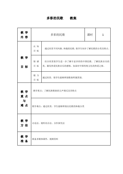 多彩的民歌教案