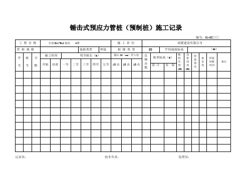 预应力管桩施工记录表