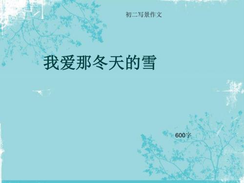 初二写景作文《我爱那冬天的雪》600字(总9页PPT)