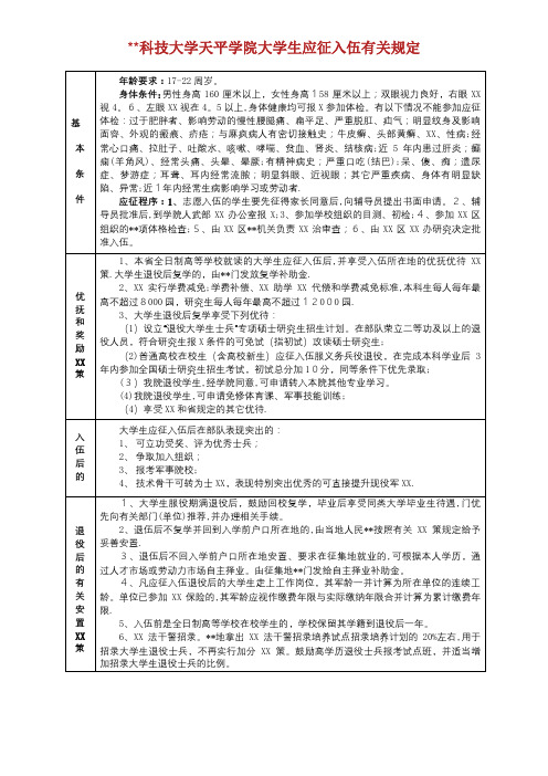 苏州科技大学天平学院大学生应征入伍有关规定