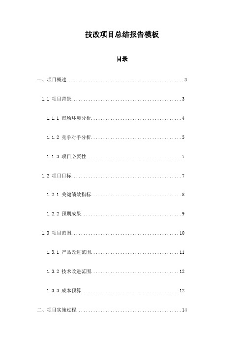 技改项目总结报告模板