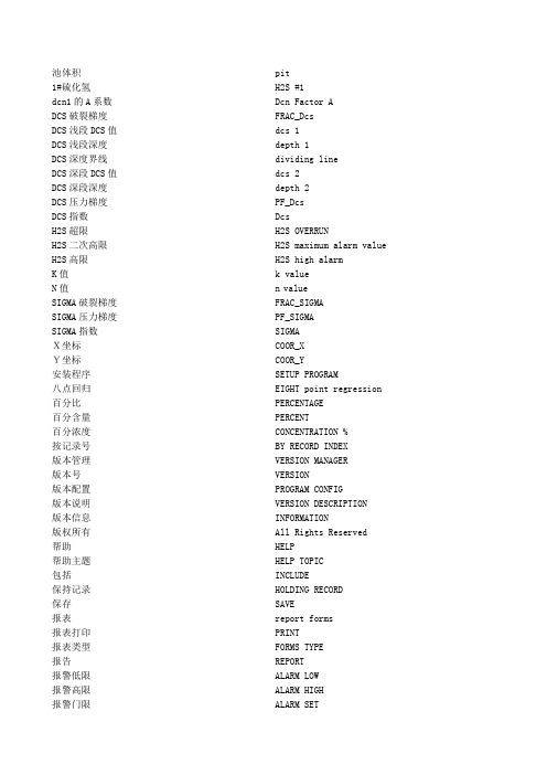 石油工程钻井综合录井专业英语词汇