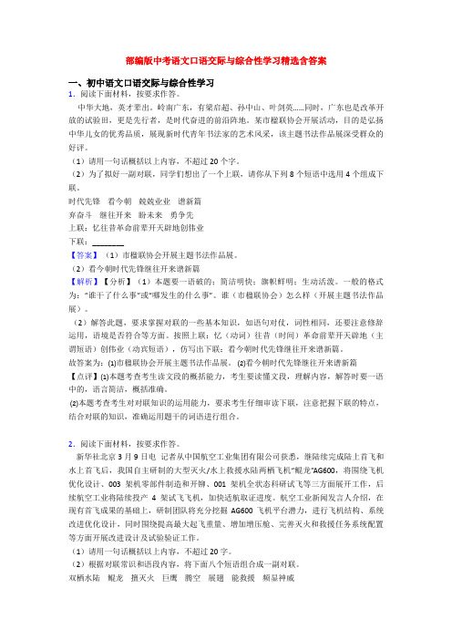 部编版中考语文口语交际与综合性学习精选含答案