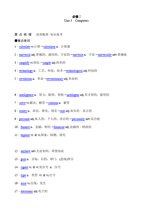 2011年高考英语(人教版)要点梳理+重点突破：必修2 Unit 3 Computers