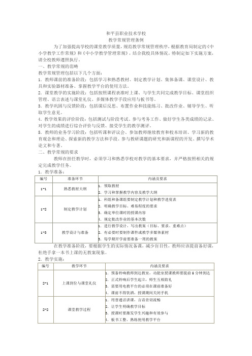 教学常规管理条例