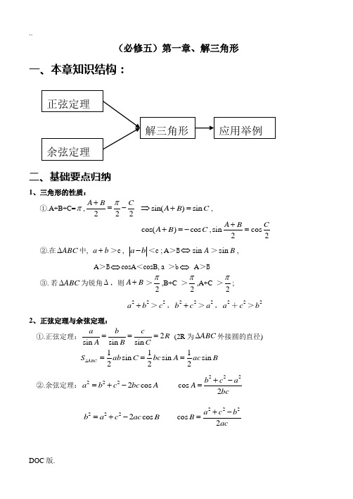 高二数学上学期基础要点归纳人教版必修五