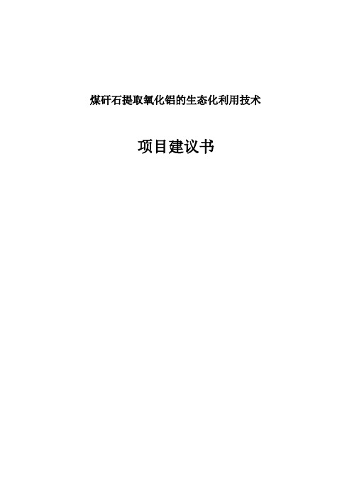 煤矸石提取氧化铝的生态化利用技术项目建议书