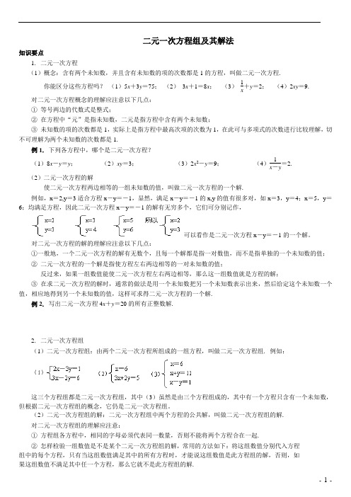 二元一次方程组及其解法