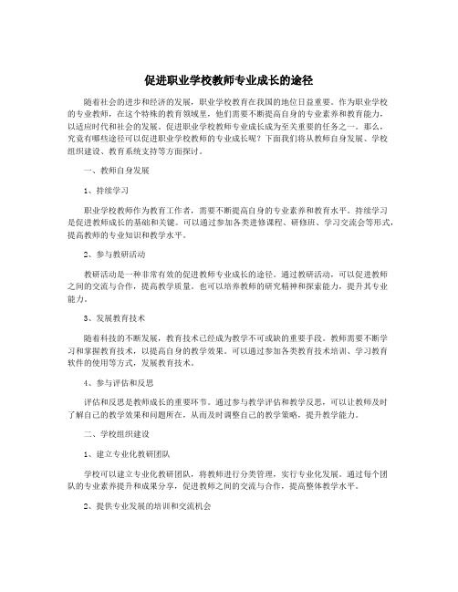 促进职业学校教师专业成长的途径