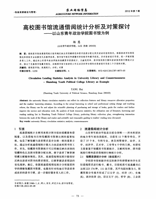 高校图书馆流通借阅统计分析及对策探讨——以山东青年政治学院图书馆为例