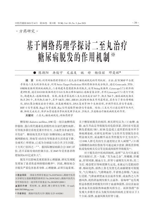 基于网络药理学探讨二至丸治疗糖尿病脱发的作用机制