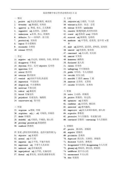 专题28 高考英语必背-阅读理解作者态度词汇