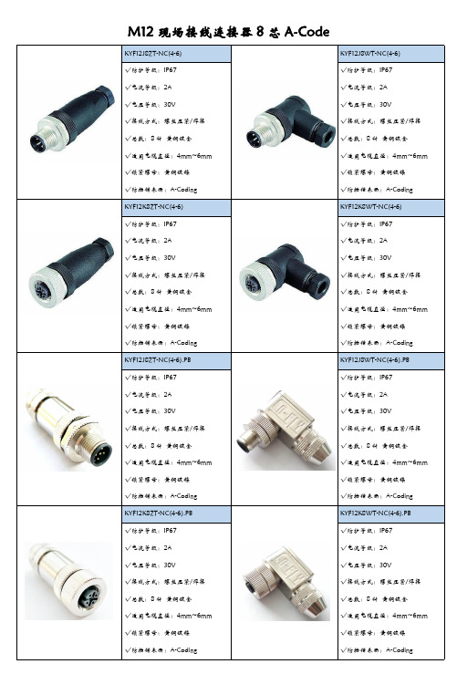 M12现场接线连接器8芯A-Code