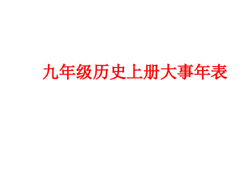 九年级上册历史大事年表