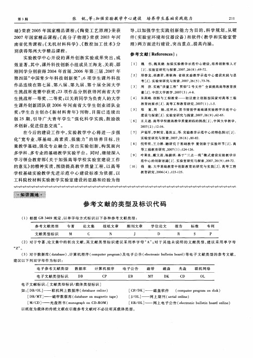 参考文献的类型及标识代码