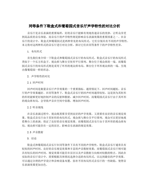 同等条件下鞋盒式和葡萄园式音乐厅声学特性的对比分析