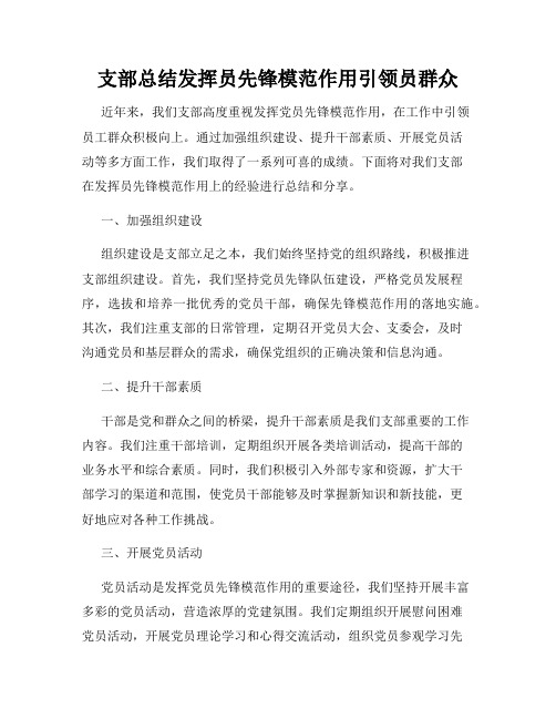 支部总结发挥员先锋模范作用引领员群众