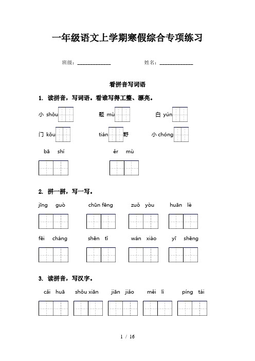 一年级语文上学期寒假综合专项练习