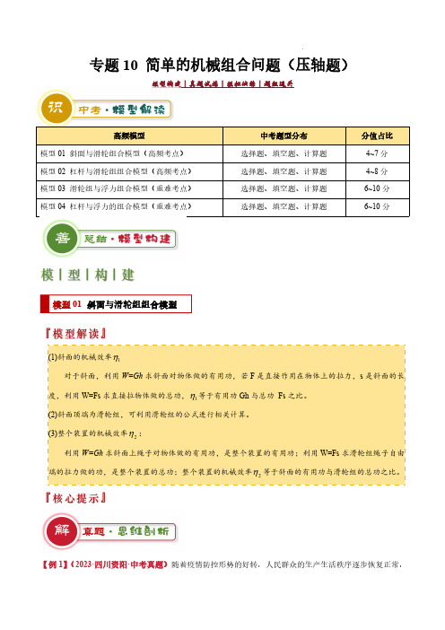 专题10 斜面及简单的机械组合问题(原卷版)-2025年中考物理答题技巧与模板构建