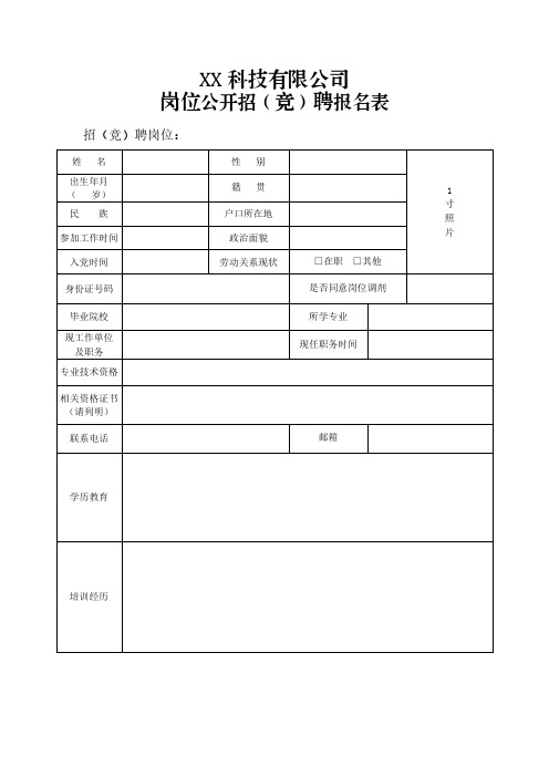 岗位公开招(竞)聘报名表