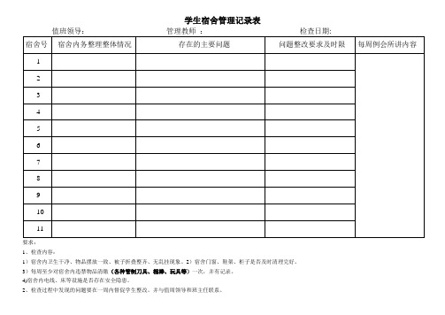 学生宿舍管理记录表