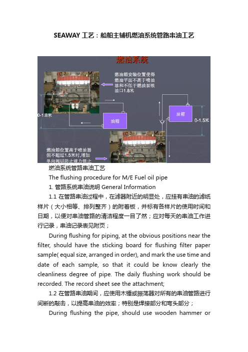 SEAWAY工艺：船舶主辅机燃油系统管路串油工艺