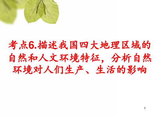 第二课时考点6描述我国四大地理区域的自然和人文环境特征分析自然环境对人们生产生活的影响PPT课件