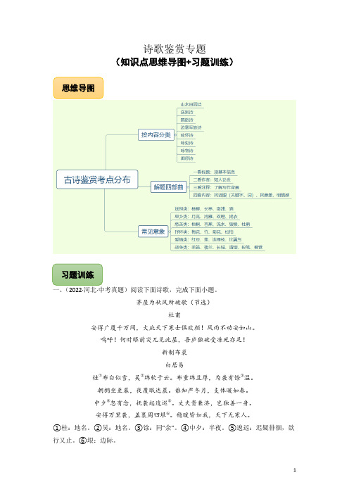 中考语文专题7诗歌鉴赏专题训练(解析版)