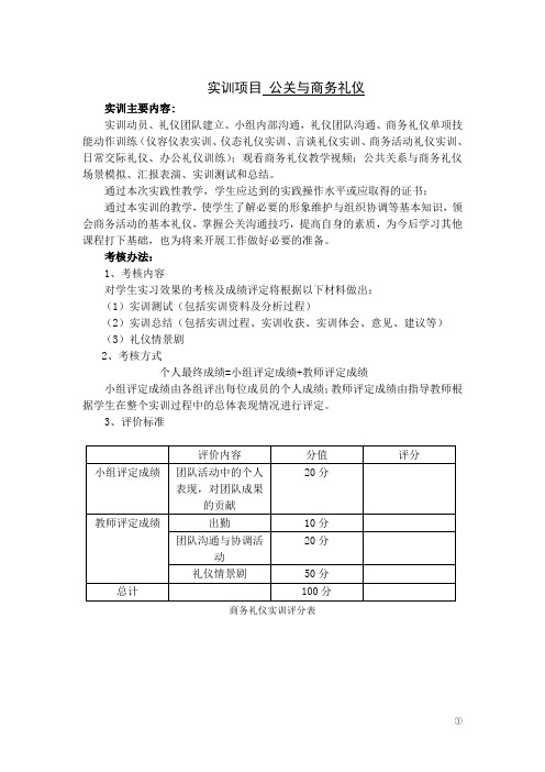 2016公关与商务礼仪实训报告内容