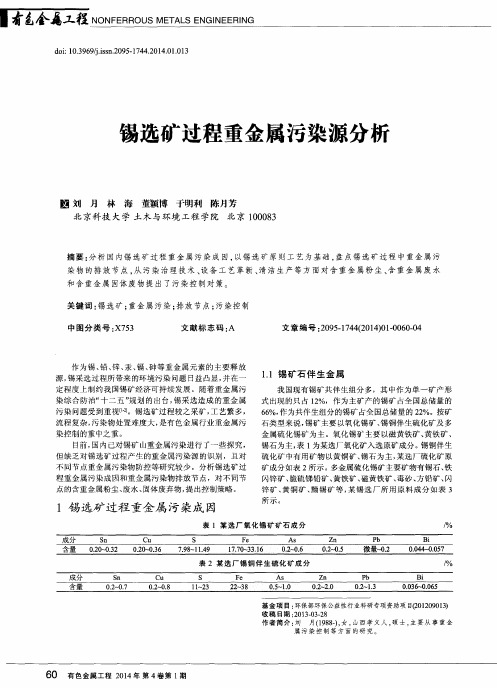 锡选矿过程重金属污染源分析